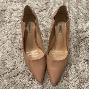 Nude Patent Pointed-Toe Pumps